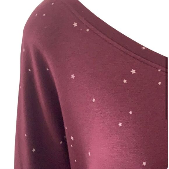 Soma Red Pajama Top with Long Sleeves and Relaxed Fit - Picture 4 of 6